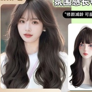 💓💓💓💓💓黑茶色假发女长发自然全头套式仿全真发丝空气刘海长卷发大波浪假 BGGY