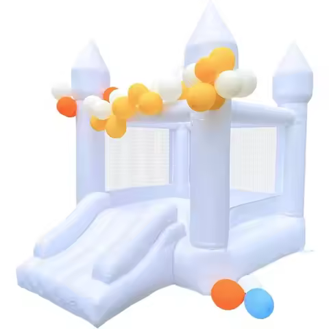White Bounce House Bounce House for 36 Blower Included Bouncy Castle with Slide Indoor Outdoor 8.9ft