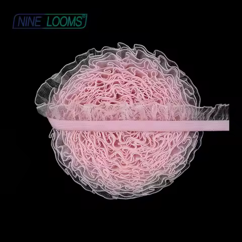 NINE LOOMS Organza Frilly Lace Trim Elastics 5/8" 15mm Tulle Spandex Bands Headband Tutu Lingerie Dr