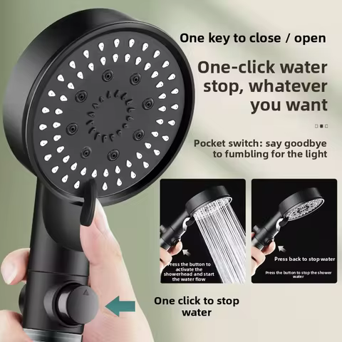 5 Spray Modes High Pressure Filtered Shower Head - Universal Interface, Water Saving Handheld for Sp
