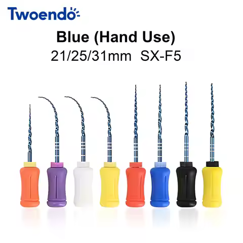 Twoendo 6 PCS/Box Dental Endodontics NiTi Blue Hand Use Super Files SX-F3 25/21mm Root Canal Endo Fi