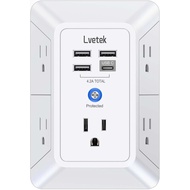5 Outlet Extender Multi Plug Wall Outlets with 4 USB Charging Ports (1 USB C Outlet), 3 Sided 1680J 