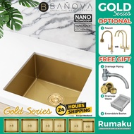 BANOVA SUS 304 Stainless Steel Home Kitchen Sink Sinki Dapur Nano Single Double Bowl GOLD Series