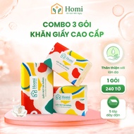 [COMBO 3 PACK OF 240 SHEETS] 3 Packs of HOMI Multi-Purpose Tissue Paper 240 Sheets 5 Layers Soft, Sa