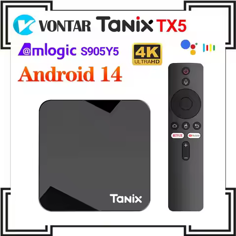 Tanix TX5 TV Box Android 14 Amlogic S905Y5 Media Player Android 14.0 Support 4K Ultra HD 2.4G & 5G D