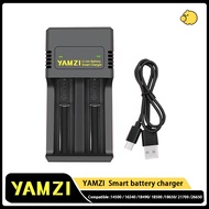 YAMZI 2-Slot Smart Portable USB Charger for Li-ion 18650 21700 3.7V-4.2V lithium Battery Charger