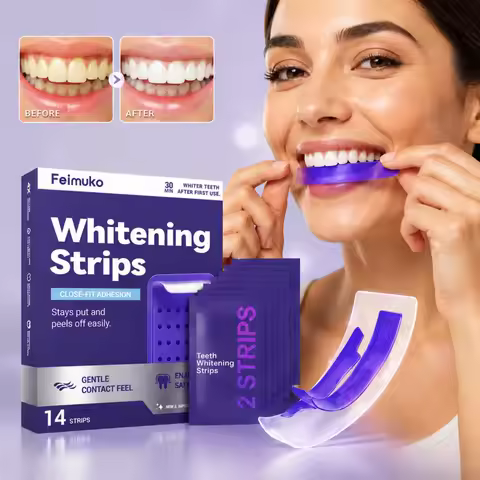 7pcs Premium Purple Whitening Strips Professional Tooth Stain Removal Brighten Kit Deep Stain Cleani