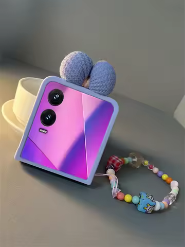 Cute Korean 3D Lattice Bow Solid Color Phone Case with Colorful Beads Bracelet for Infinix Zero Flip