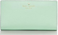 KATE SPADE MIKAS POND STACY LEATHER CLUTCH WALLET Mint Mojito