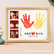 Handprint Photo Frame Wooden Handmade diy Frame Decoration Children Couple Double Specimen Picture F