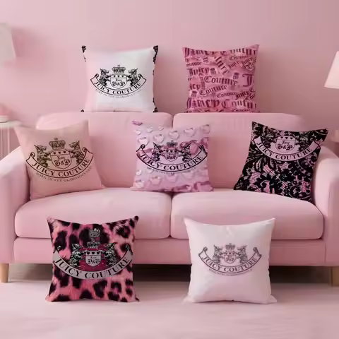 j-Juicy Couture Light Luxury Cushion Cover Pillow Case Soft Friendly Fabric & Concealed Zipper
