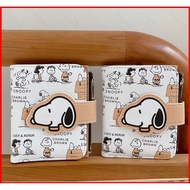Elle Cute Snoopy short wallet coin purse with zipper two fold women men pu cartoon card holder