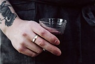 大馬士革鋼戒指環-地平線M-均碼/男女適用