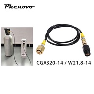 [Phenovo] Stream Adapter Hose 60inch CGA320-14/W21.8-14 to -4 Sparkling Machine  Maker Direct Connec