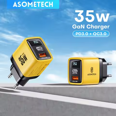 ASOMETECH GaN 35W Fast Charging Type C USB Charger QC4.0 PD3.0 PPS 30W 25W Quick Charger for IPhone 