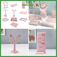 QQ* Luxurious Pink Jewelry Stand Pink Jewelry Display Tray Jewelry Storage Rack Velvets Fabric Mater