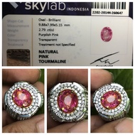 Natural 2.79ct Pink Tourmaline Bright Color Ring Perak Microsetting