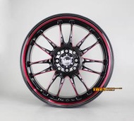 KR648 17吋 新款 內凹鋁圈樣式 17吋 4X100 / 4X114.3 7J ET40 亮黑陽極紅 台灣製