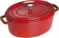 STAUB Cast Iron Dutch Oven 7-qt Oval Cocotte, Made in France, Serves 7-8, Cherry