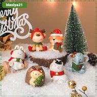 [blesiya21] Christmas Decoration Figurines Animal Christmas Ornaments Animal Figurines for Desk Offi