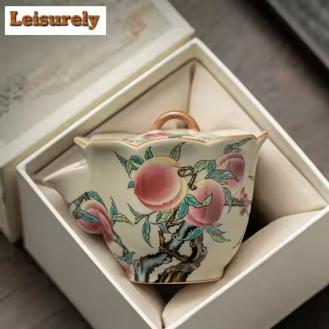 100ml Chinese Ru Kiln Porcelain Teapot Aesthetic Nine Peach Blossom Mouth Pot Tea Brewing Kettle Tea
