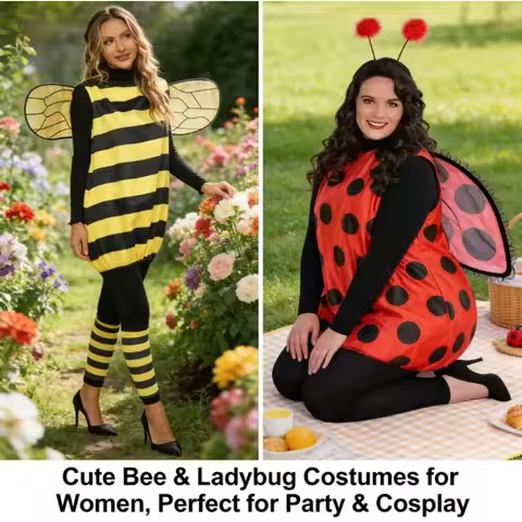 Halloween Bee Ladybug Cosplay Costume for Adults Kids Holiday Party Outfit