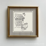 Black and White Striped French Cafe Print, Minimalist Illustration, Digital Downloads, Art Print, Gi