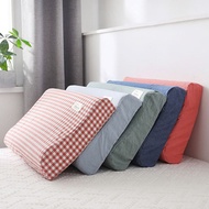 [Ready Stock] New Solid Color Cotton Pillowcase Memory Foam Pillow Case Latex Pillowcase Grid Patter