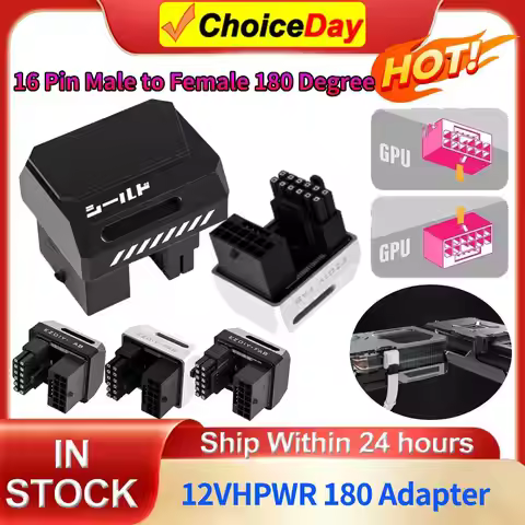 RTX40 16 Pin Male to Female 180 Degree 12VHPWR Angled Adapter 600W GPU Power Connector for 12+4pin R