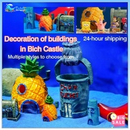 SpongeBob Pineapple House Decor | Squidward Easter Island Mini Aquarium Cart Ornament