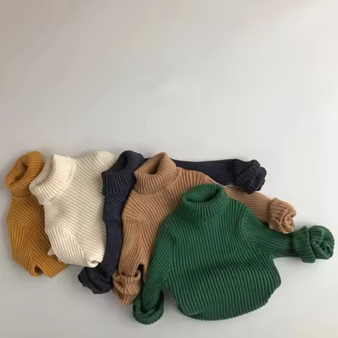 MILANCEL Kids Warm Under Sweaters Solid Girls Sweater Brief Boys Pullover Turtleneck Knitwear Sweats