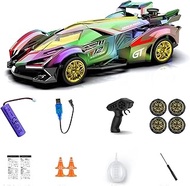 Laser Holographic Spray Drift RC Car - 2.4G Remote Control Race Car with Color Changing Body, LED Li