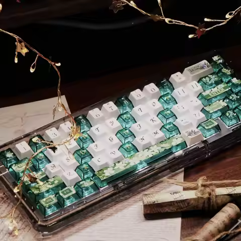 URE Spring Day Theme Keycaps Dye-Sublimation FC Profile PC PBT Green Transparent Keyboard Cap For MX