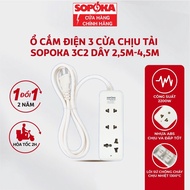 [Chính Hãng] Ổ cắm điện đa năng siêu chịu tải 2200W SOPOKA 3C2 dây 25M-45M Lỗ 3 chấu đa năng