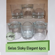 Gelas Sloki Polos 6Pcs (LU-03) Tinggi 6.5cm Diameter 5cm / Gelas Kaca Polos / Gelas Kaca Mini / Drin