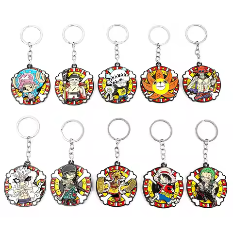Cartoon Rotatable Keychain Zoro Chopper Sanji Usopp Luffy Thousand Sunny Pendant Key Chain for Women