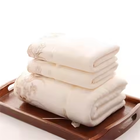 3pcs/set Microfiber Embroidered Towel Set Solid 2pcs 75x35cm Face Towel 1pc 140x70cm Bath Towel Quic