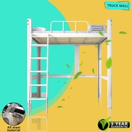 [Free bed board] Loft bed student dormitory bed single size wrought iron bed thickened wrought iron loft bed adjustable stairs Multi-functional Iron Bed Frame