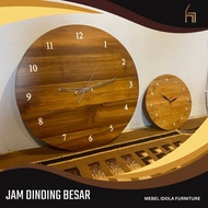 Jam Dinding Kayu Besar Diameter 60 cm / Jam Dinding Custom / Jam Dinding Domino/ Jam Dinding Bulat/ 