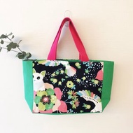 手工配色午餐袋/便當袋/內搭防水布材質-白貓