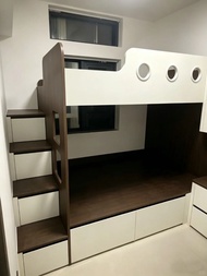實拍 可定制床 bed （全港送貨 免費設計）兒童房設計  上下床架 bunk bed 高架床 loft bed 錯位床 Misaligned bed 半高床 half height bed 收納櫃 