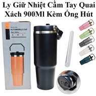 Handheld Thermos Cup with Handle 900Ml with 304 Stainless Steel Straw