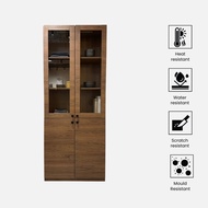 VHIVE Stanford 80cm Walnut Bookcase with Glass Doors