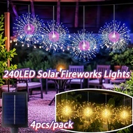 4pcs/pack hari raya lights Hanging Solar Outdoor Waterproof Fireworks Lights 8 Modes Fairy Lights ha