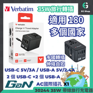 Verbatim 旅行充電器 GaN 35W 30244 黑色 連Type C線 USB 旅行轉插 智能充電 國際轉插 伸縮插蘇 快充火牛 USB充電器 叉電器 國際安全認證