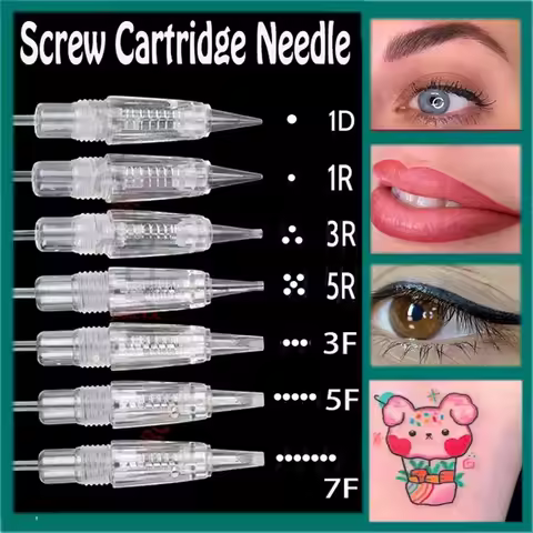 20//50//70pcs Screw Tattoo Cartridge Needles 1D 1R 2R 3R 3F 5R 5F 7R 7F for PMU Eyebrow Lip Dermogra