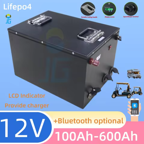 JG 12V 300Ah Lifepo4 100Ah 120Ah 200Ah 220Ah 350Ah 400Ah 500Ah 600Ah Lithium Battery for 1KW 2KW Sol
