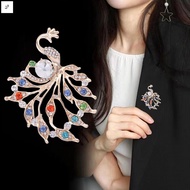 Peacock Brooch With Crystal Inlay Alloy Material For Wedding Party Gift