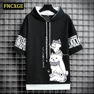 FNCXGE Men T-shirt 6 colour M-3XL Four Kittens Short Sleeve T-shirt Men's Hoodie Top For Male