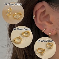 Trendy Hoop Earrings Gold 916 Diamond Mini Earring Stud Clip On Anting Emas Korean Dainty Fashion Jewelery Birthday Gift